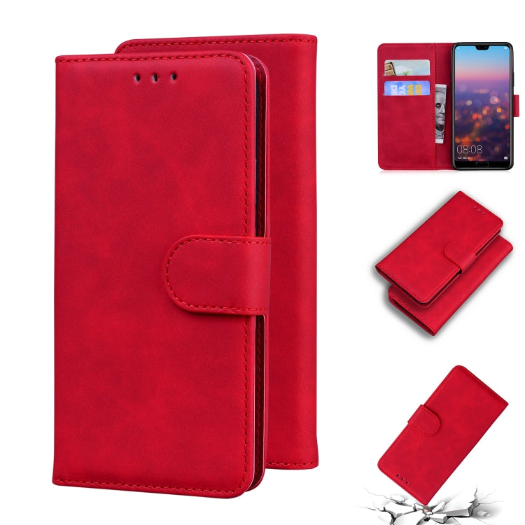 For Huawei P20 Skin Feel Pure Color Flip Leather Phone Case