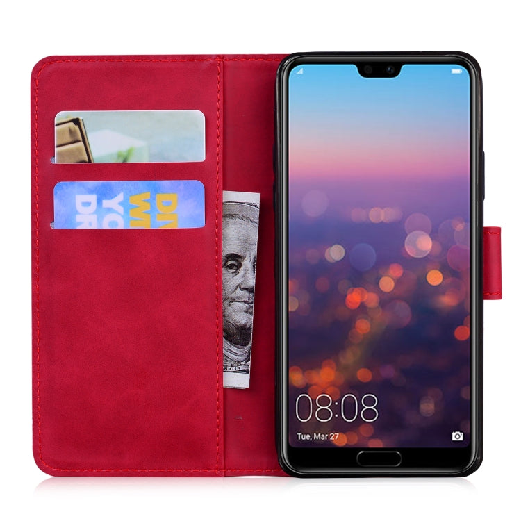 For Huawei P20 Skin Feel Pure Color Flip Leather Phone Case