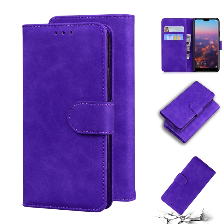 For Huawei P20 Skin Feel Pure Color Flip Leather Phone Case