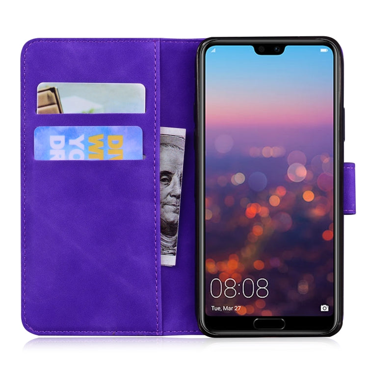 For Huawei P20 Skin Feel Pure Color Flip Leather Phone Case