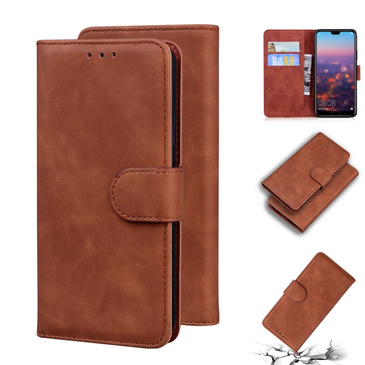 For Huawei P20 Skin Feel Pure Color Flip Leather Phone Case
