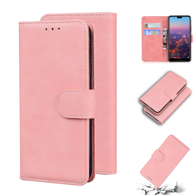 For Huawei P20 Skin Feel Pure Color Flip Leather Phone Case