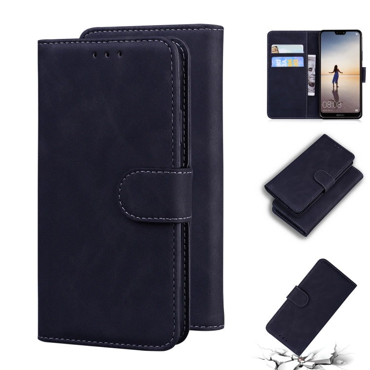 For Huawei P20 lite Skin Feel Pure Color Flip Leather Phone Case