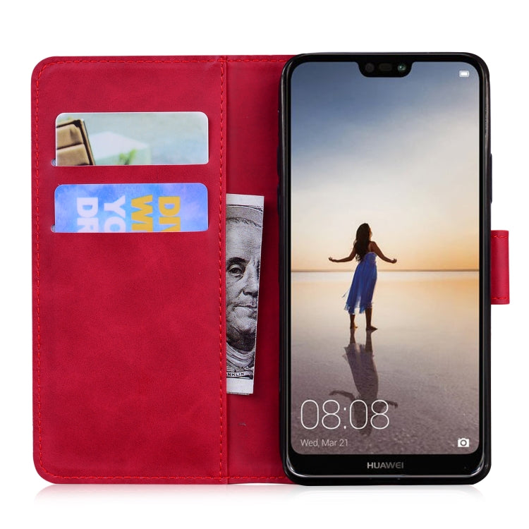 For Huawei P20 lite Skin Feel Pure Color Flip Leather Phone Case