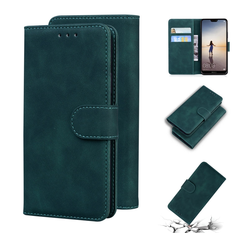 For Huawei P20 lite Skin Feel Pure Color Flip Leather Phone Case