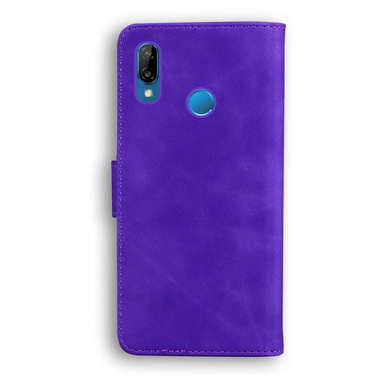 For Huawei P20 lite Skin Feel Pure Color Flip Leather Phone Case
