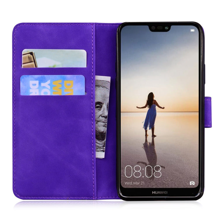 For Huawei P20 lite Skin Feel Pure Color Flip Leather Phone Case