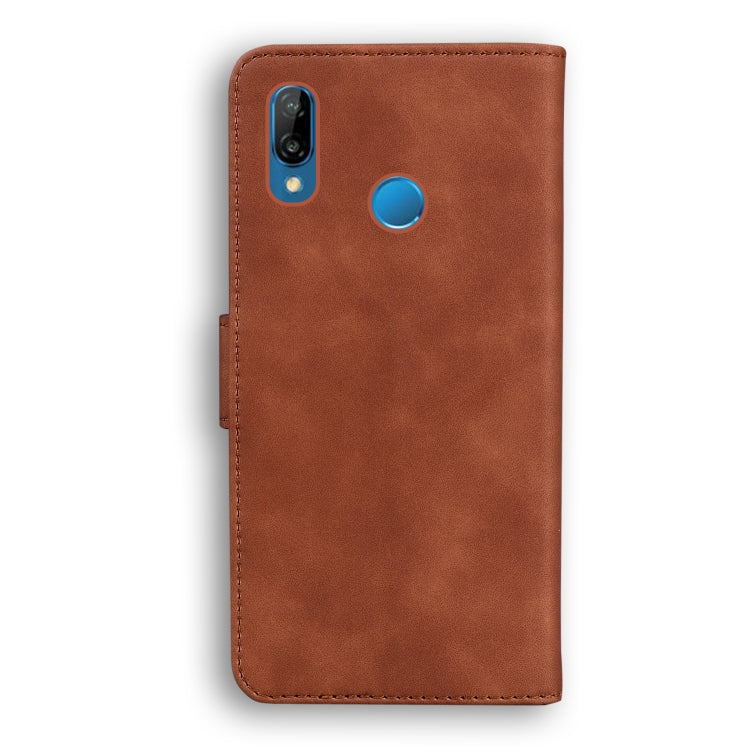 For Huawei P20 lite Skin Feel Pure Color Flip Leather Phone Case