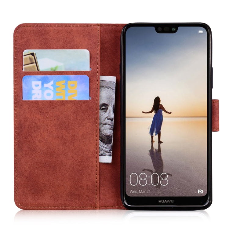 For Huawei P20 lite Skin Feel Pure Color Flip Leather Phone Case