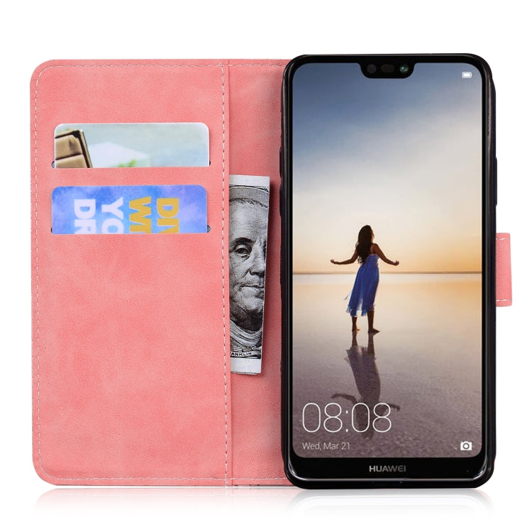 For Huawei P20 lite Skin Feel Pure Color Flip Leather Phone Case