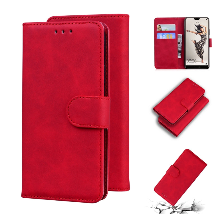 For Huawei P20 Pro Skin Feel Pure Color Flip Leather Phone Case