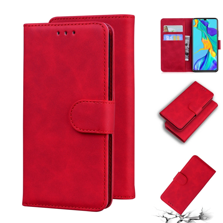 For Huawei P30 Skin Feel Pure Color Flip Leather Phone Case