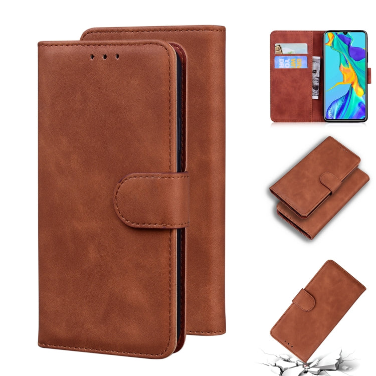 For Huawei P30 Skin Feel Pure Color Flip Leather Phone Case