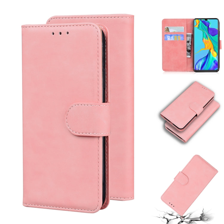 For Huawei P30 Skin Feel Pure Color Flip Leather Phone Case