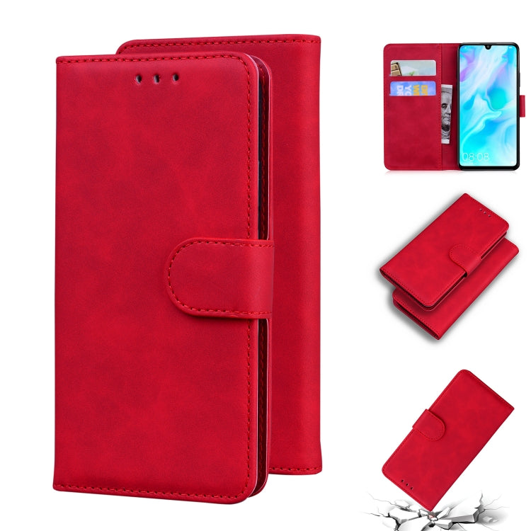 For Huawei P30 lite / nova 4e Skin Feel Pure Color Flip Leather Phone Case