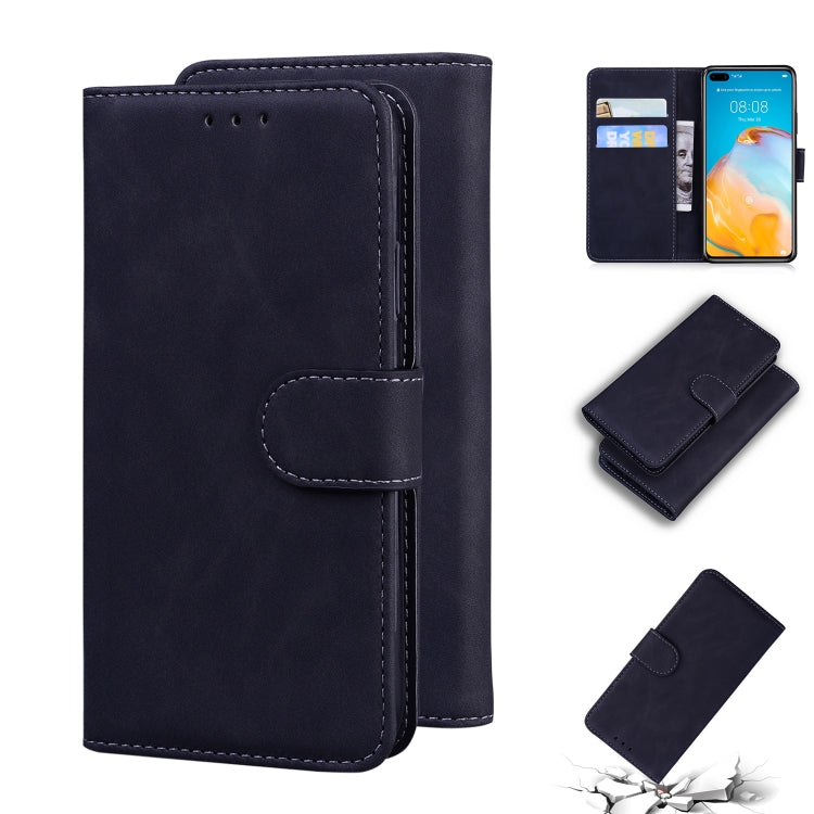 For Huawei P40 Skin Feel Pure Color Flip Leather Phone Case