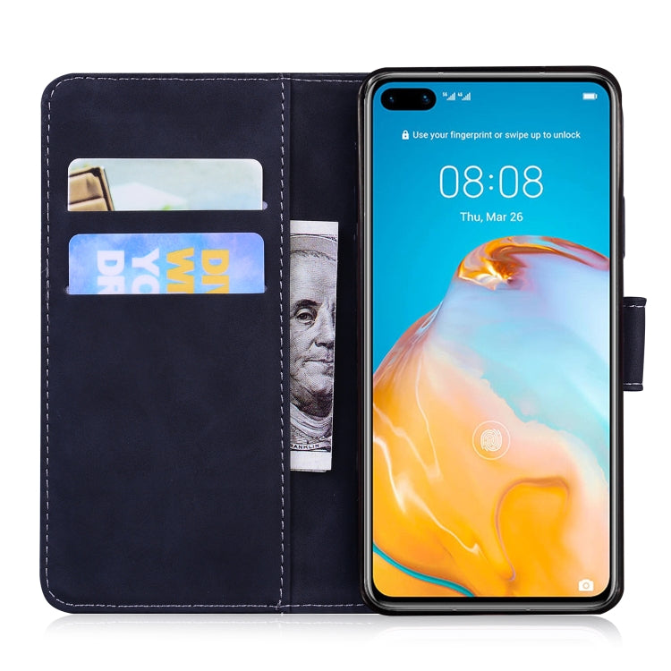 For Huawei P40 Skin Feel Pure Color Flip Leather Phone Case