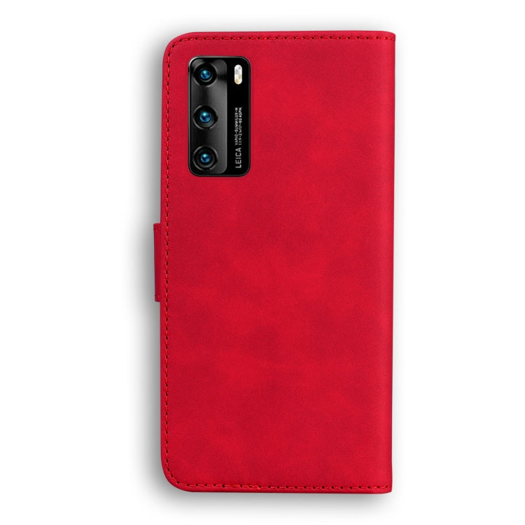 For Huawei P40 Skin Feel Pure Color Flip Leather Phone Case