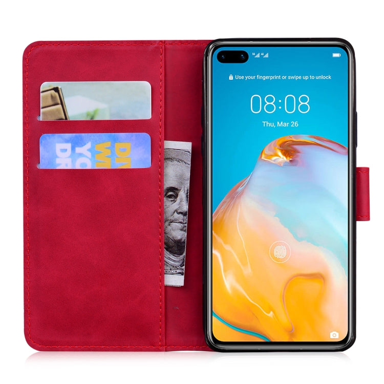 For Huawei P40 Skin Feel Pure Color Flip Leather Phone Case