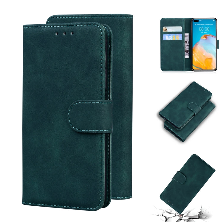 For Huawei P40 Skin Feel Pure Color Flip Leather Phone Case