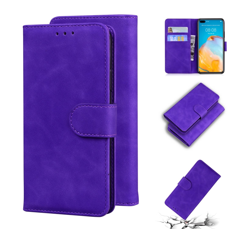 For Huawei P40 Skin Feel Pure Color Flip Leather Phone Case