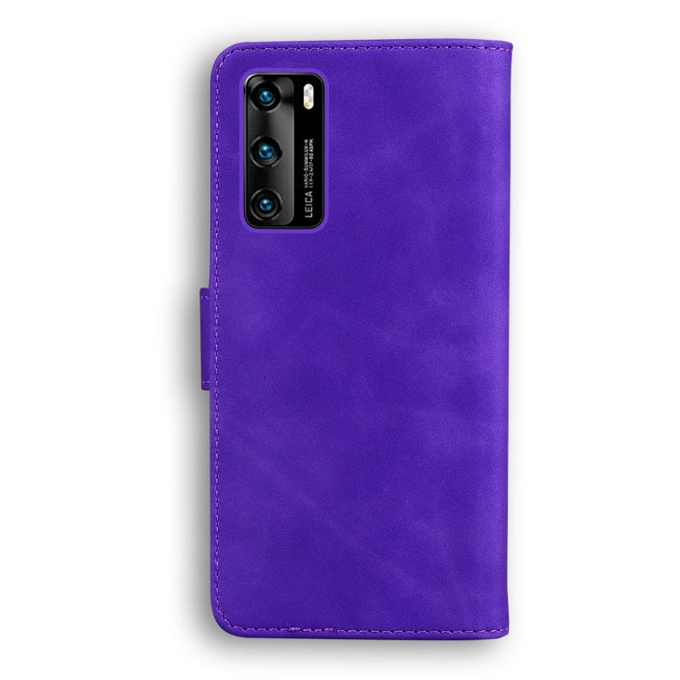 For Huawei P40 Skin Feel Pure Color Flip Leather Phone Case