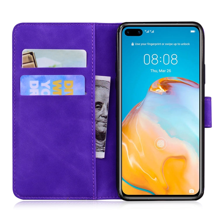 For Huawei P40 Skin Feel Pure Color Flip Leather Phone Case