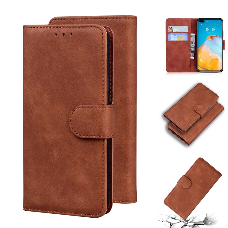 For Huawei P40 Skin Feel Pure Color Flip Leather Phone Case