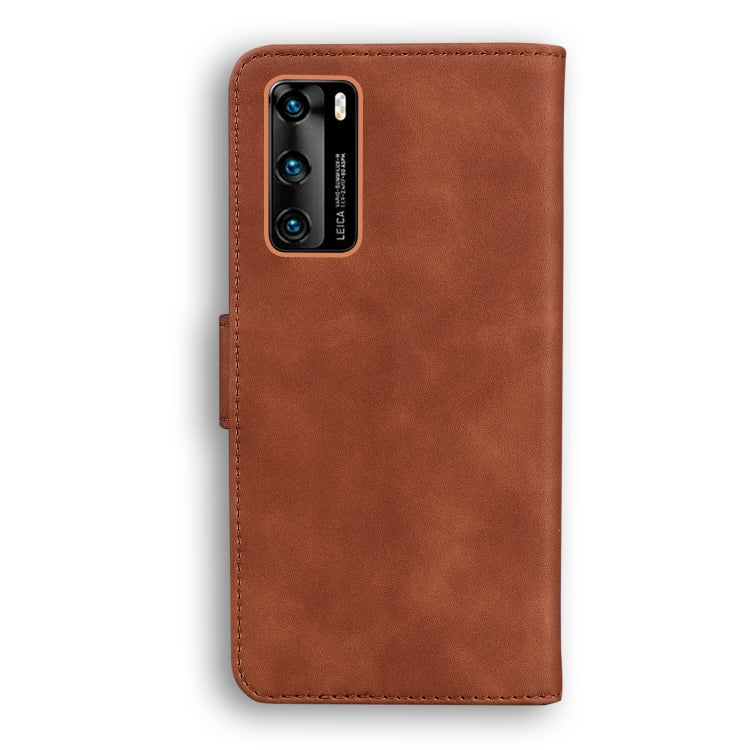 For Huawei P40 Skin Feel Pure Color Flip Leather Phone Case
