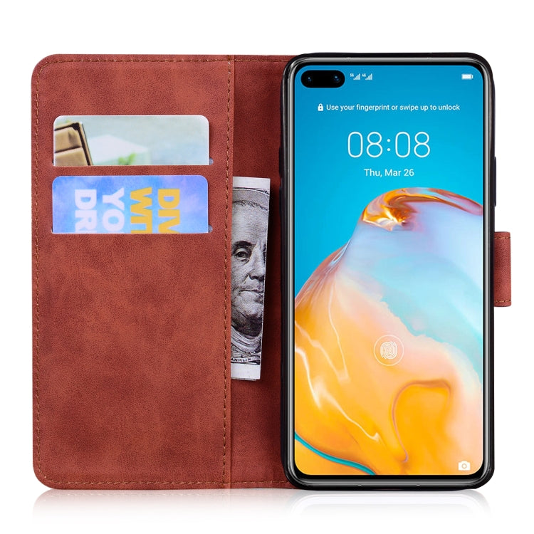 For Huawei P40 Skin Feel Pure Color Flip Leather Phone Case