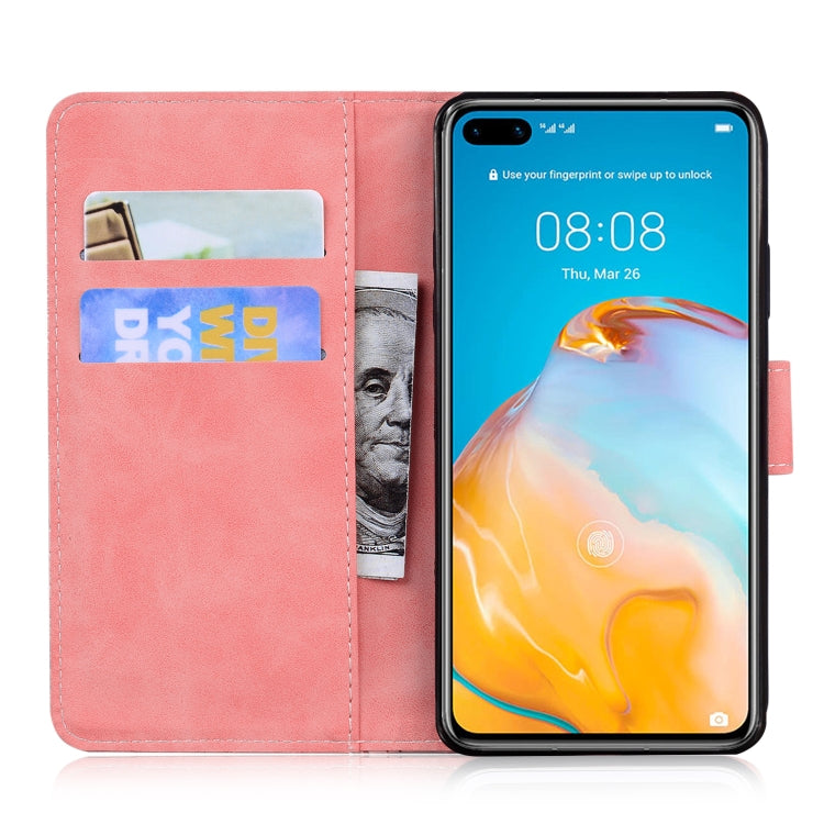 For Huawei P40 Skin Feel Pure Color Flip Leather Phone Case