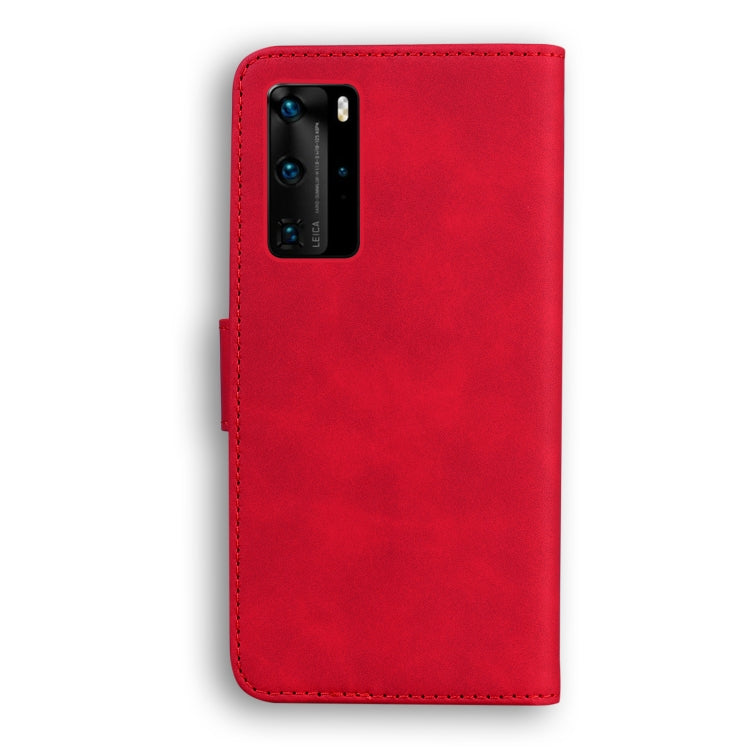 For Huawei P40 Pro Skin Feel Pure Color Flip Leather Phone Case