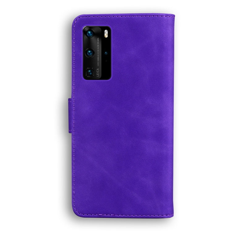 For Huawei P40 Pro Skin Feel Pure Color Flip Leather Phone Case