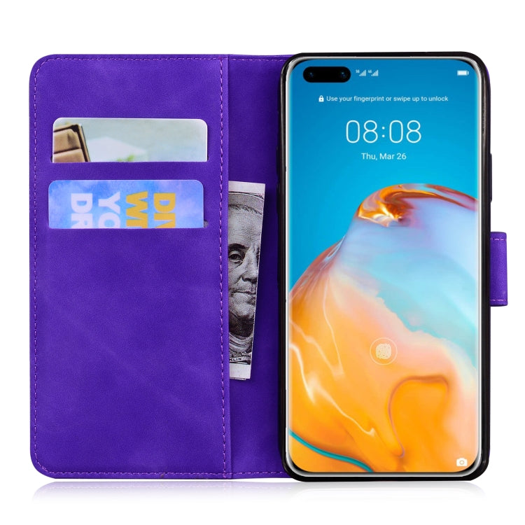 For Huawei P40 Pro Skin Feel Pure Color Flip Leather Phone Case