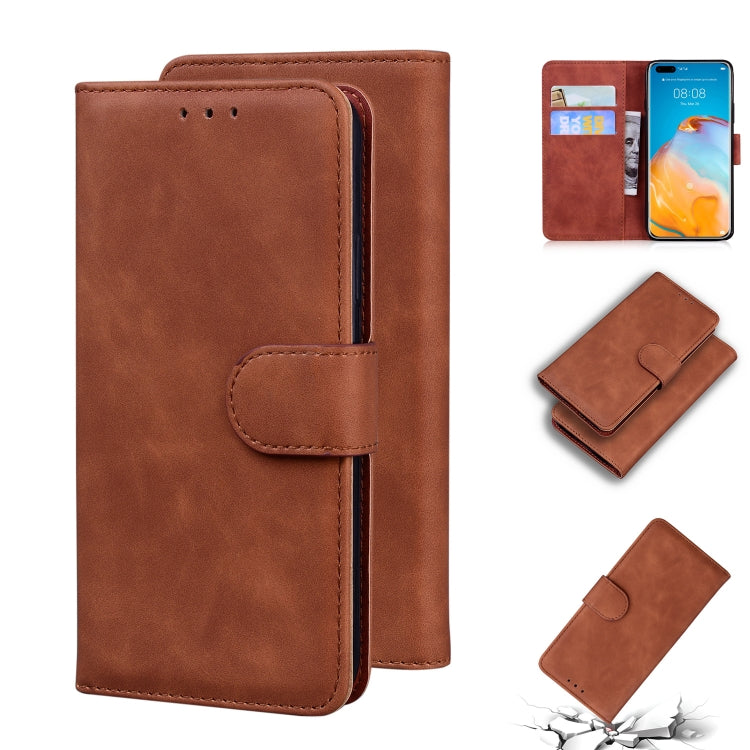 For Huawei P40 Pro Skin Feel Pure Color Flip Leather Phone Case