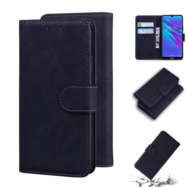 For Huawei Y6 2019 Skin Feel Pure Color Flip Leather Phone Case