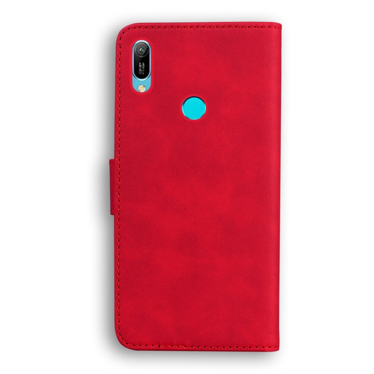For Huawei Y6 2019 Skin Feel Pure Color Flip Leather Phone Case