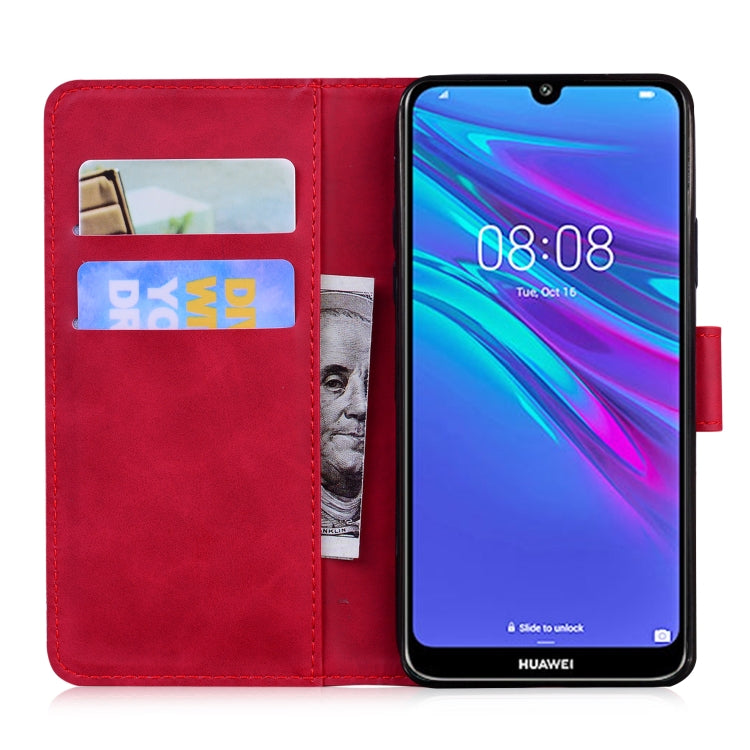 For Huawei Y6 2019 Skin Feel Pure Color Flip Leather Phone Case