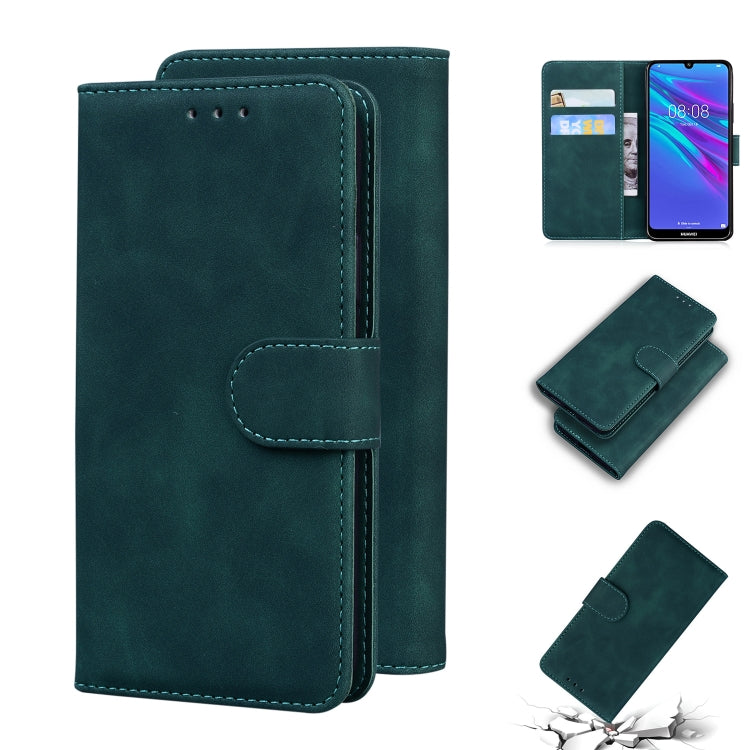 For Huawei Y6 2019 Skin Feel Pure Color Flip Leather Phone Case