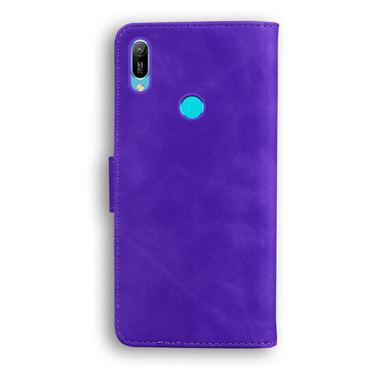 For Huawei Y6 2019 Skin Feel Pure Color Flip Leather Phone Case