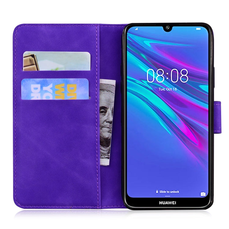 For Huawei Y6 2019 Skin Feel Pure Color Flip Leather Phone Case