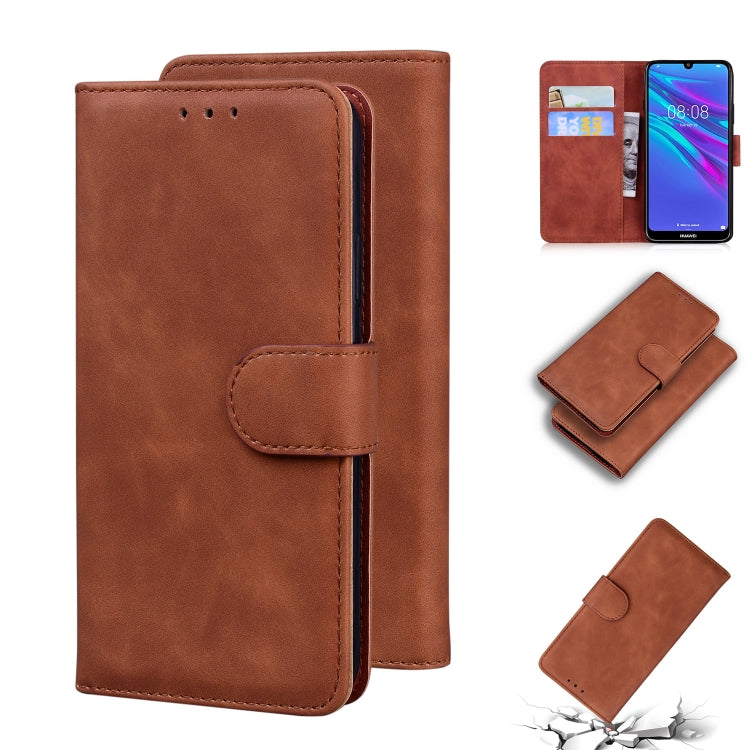 For Huawei Y6 2019 Skin Feel Pure Color Flip Leather Phone Case