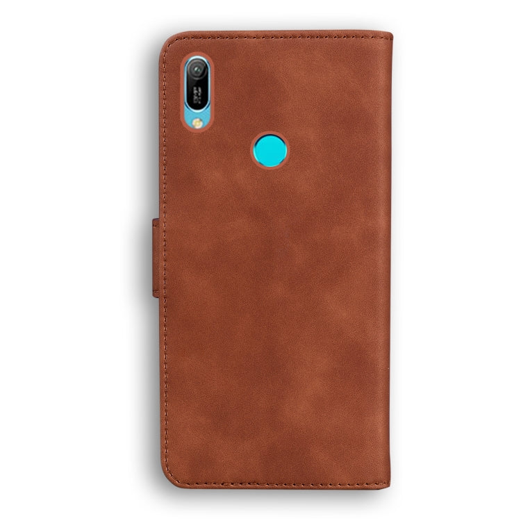 For Huawei Y6 2019 Skin Feel Pure Color Flip Leather Phone Case