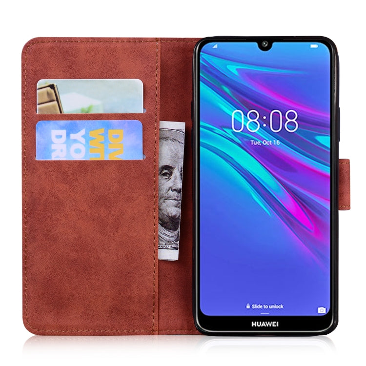 For Huawei Y6 2019 Skin Feel Pure Color Flip Leather Phone Case