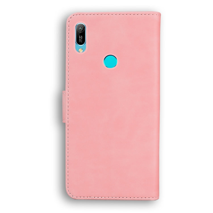 For Huawei Y6 2019 Skin Feel Pure Color Flip Leather Phone Case