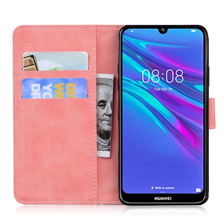 For Huawei Y6 2019 Skin Feel Pure Color Flip Leather Phone Case