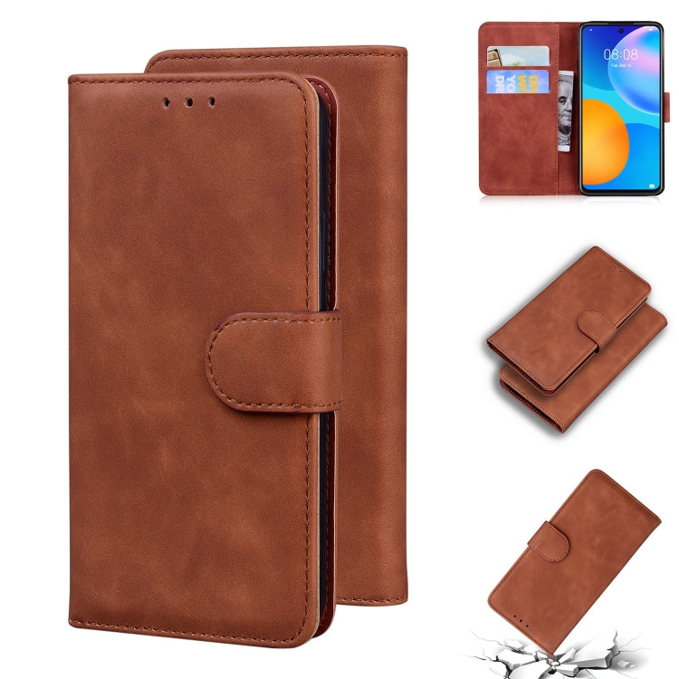 For Huawei P smart 2021 / Y7a Skin Feel Pure Color Flip Leather Phone Case