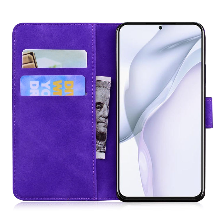 For Huawei P50 Skin Feel Pure Color Flip Leather Phone Case