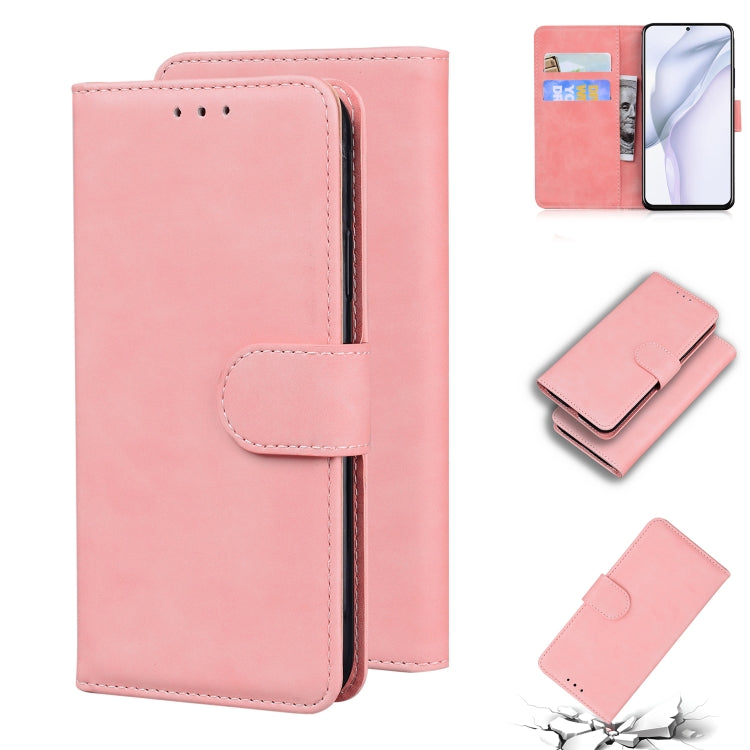 For Huawei P50 Skin Feel Pure Color Flip Leather Phone Case