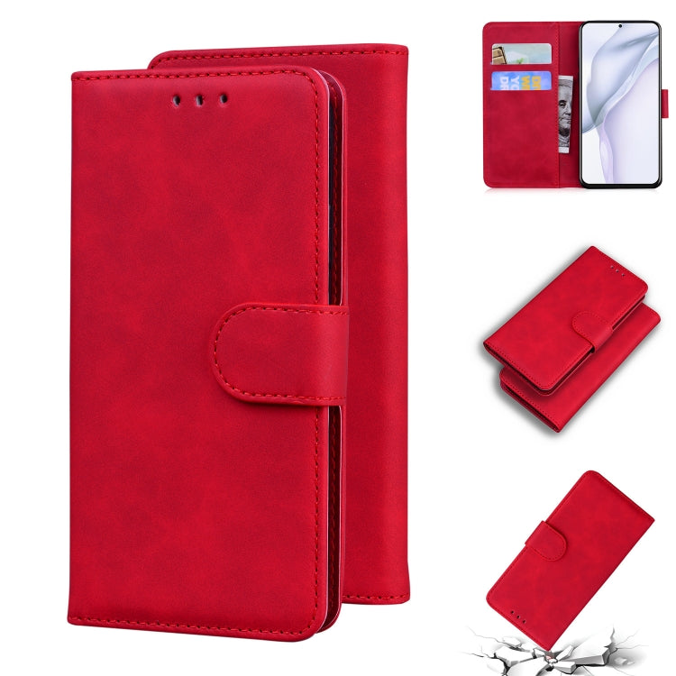 For Huawei P50 Pro Skin Feel Pure Color Flip Leather Phone Case